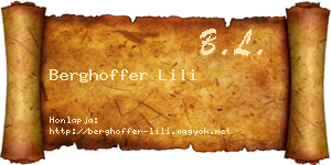 Berghoffer Lili névjegykártya